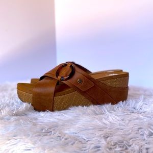 Yellow Box Platform Sandals with Buckle